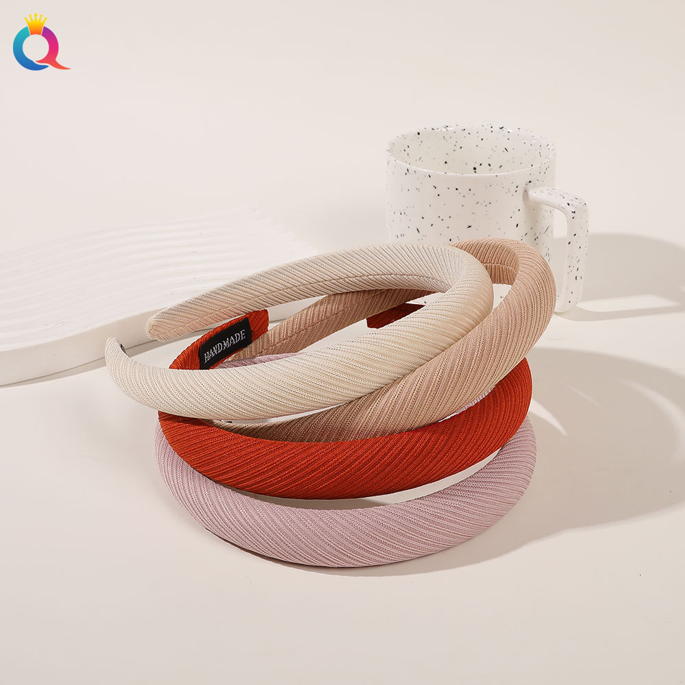 Qiyue Cross-border Autumn and Winter Knitted twill Face Wash Hair Band High Head Top ins Korean Style Fabric headband Hair Accessories wholesale details Picture