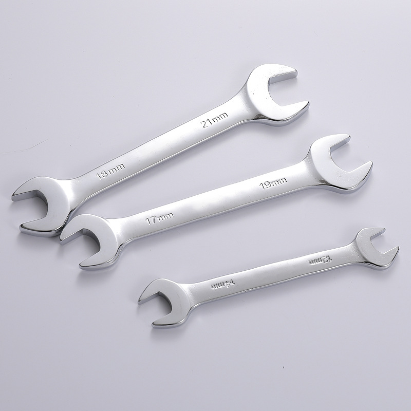 High-carbon steel thickened double-head open-end wrench set, dual-purpose fixed-head fork socket industrial-grade auto repair wrench tool set Specification drawing