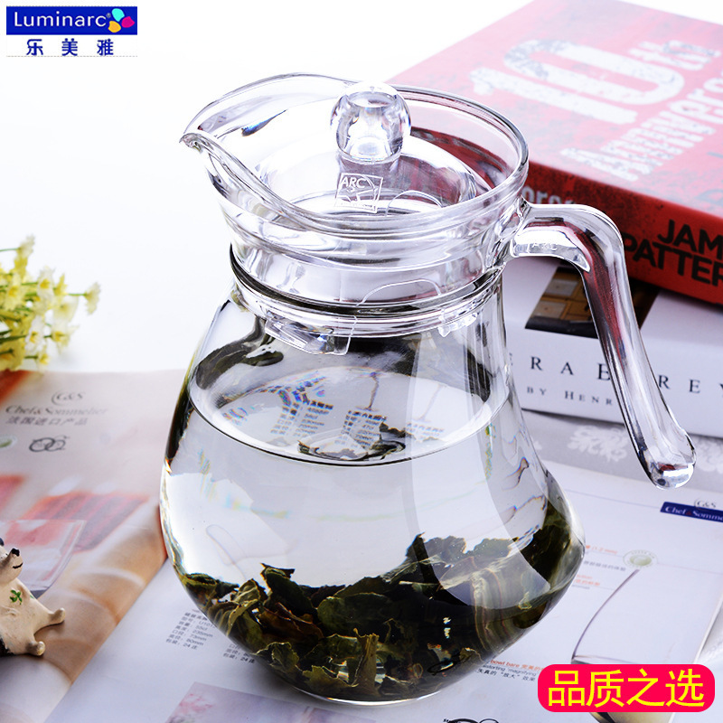 Lemeiya glass cold water bottle thickened transparent heat-resistant cold water bottle teapot, restaurant beer tie pot, duckbill pot wholesale Specification drawing