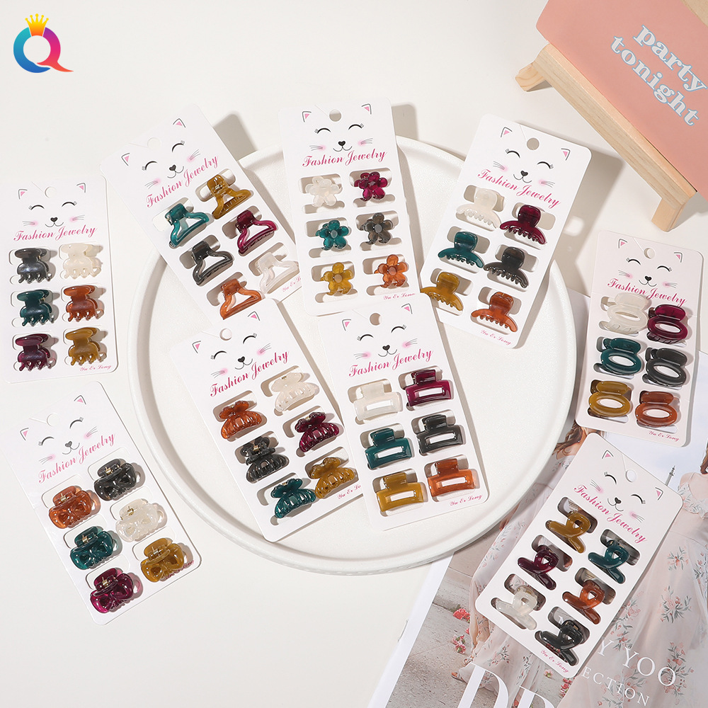 Qiyue Cross-border Small hair Clips, jelly small grab clips, simple clips, bangs hair clips, grab women's headwear and hair accessories wholesale full figure