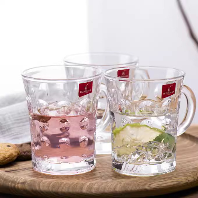 Wholesale of large-capacity glass cups with handles, household cups, water cups, beer mugs, draft beer, drinking water and tea Specification drawing