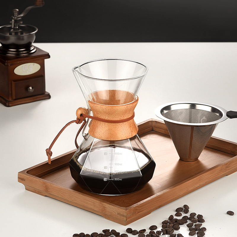 Hand-brewed coffee pot, heat-resistant glass sharing pot, cross-border coffee set with filter, cold brew hand-brewed pot Application Scenario
