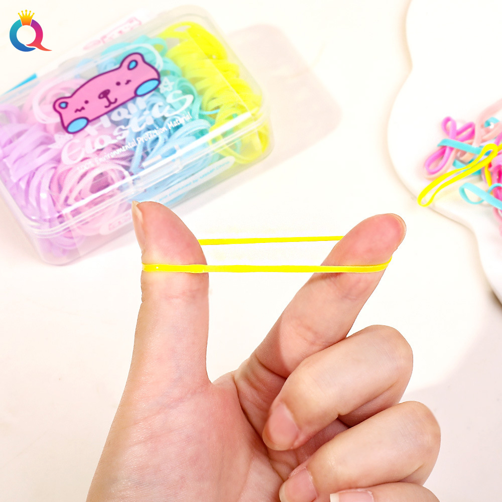 Qiyue Cross-border disposable rubber band high-elasticity hair tie, cartoon box braided hair tie, hair accessory for women wholesale Specification drawing