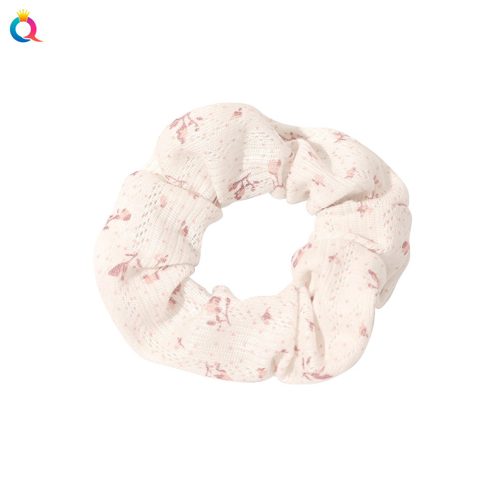 Qiyue Korean knitted cotton large intestine hair ring, cute and fresh headband, fairy bun bun, small floral large Intestine hair ring Item Picture