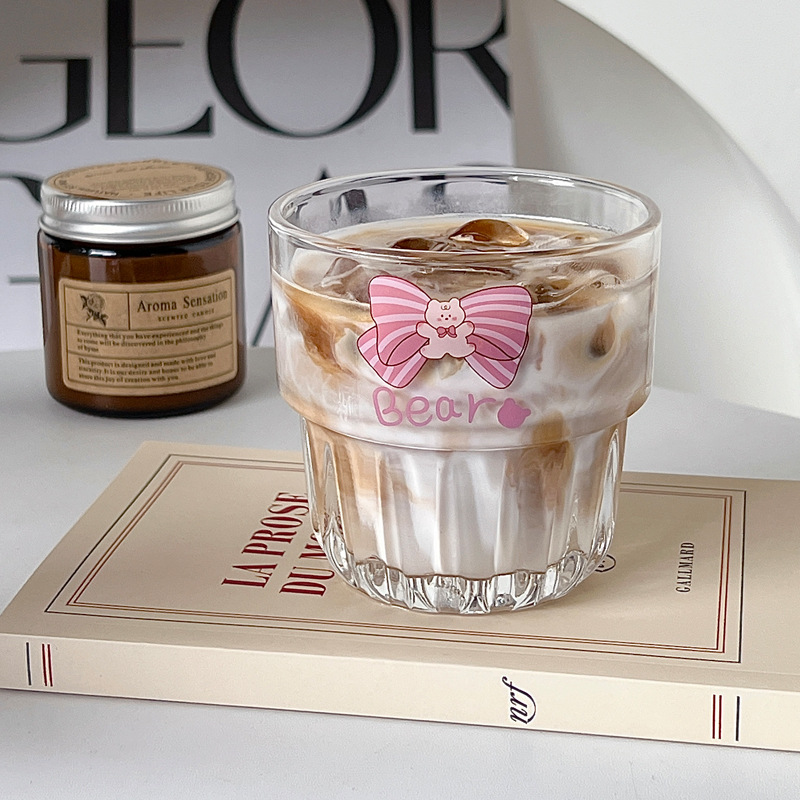 Bolimei high appearance level girlish glass coffee cup, cold brew cup, latte breakfast home crystal glass cup Application Scenario