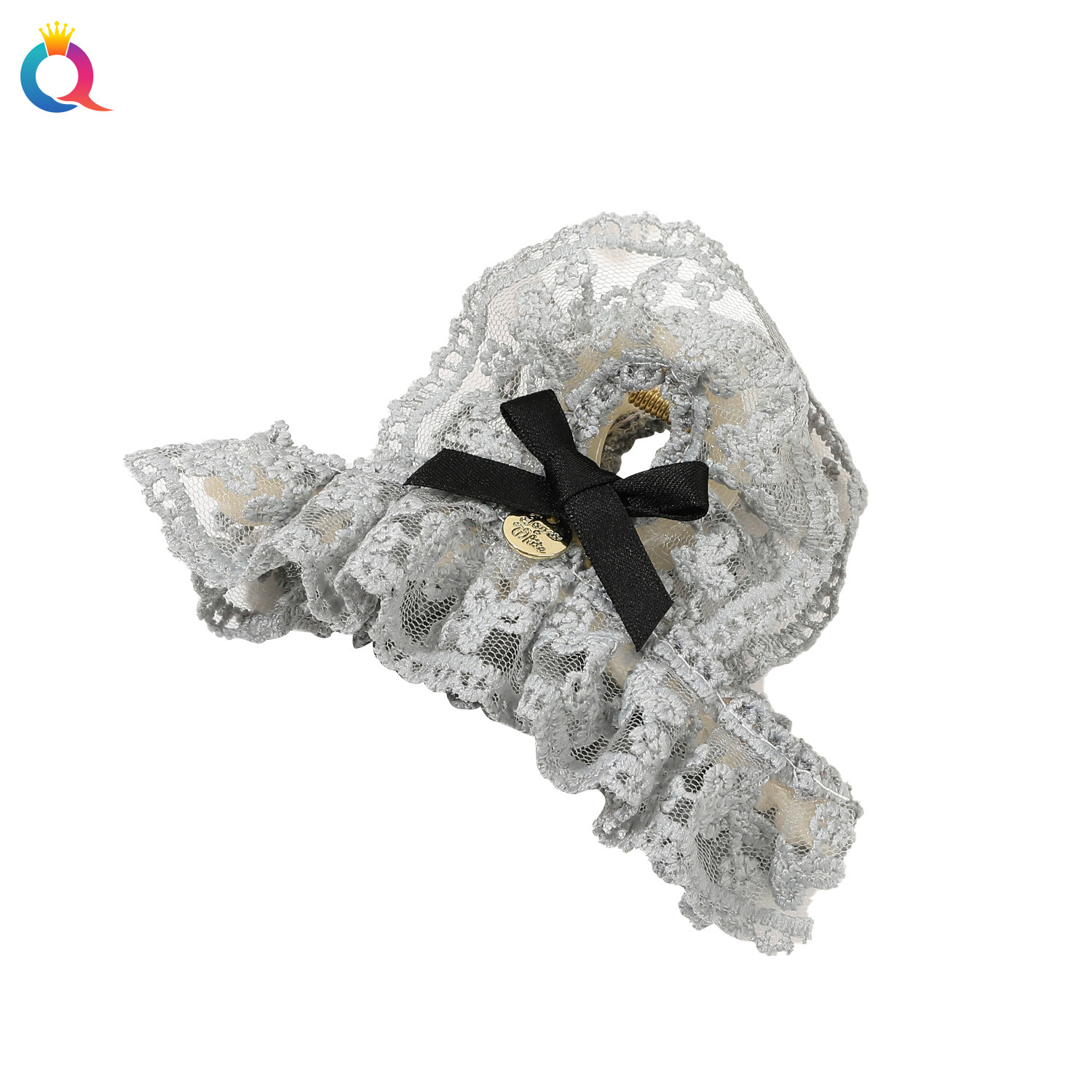 Qiyue Cross-border Amazon lace hair clips, simple large women's grab clips, bow hair curls, shark clips wholesale Item Picture