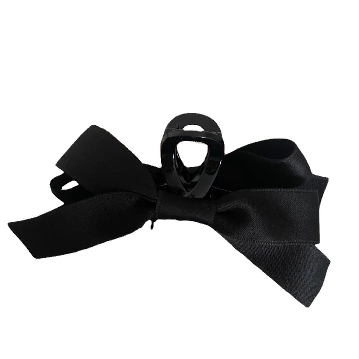 Hepburn style black velvet bow grappling clip for women's spring and summer, large back head flocked hairpin, high-end shark clip Item Picture