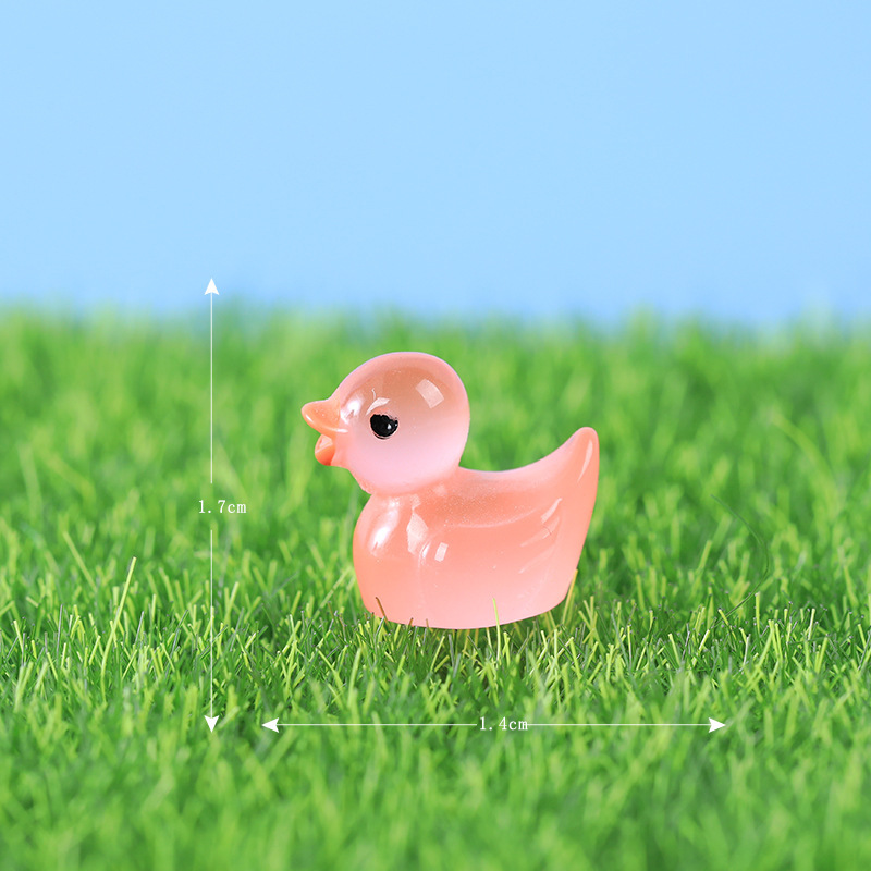Mini luminous duck-shaped resin accessories of the same style as Douyin, car creative decorative items, micro-landscape decorative items details Picture
