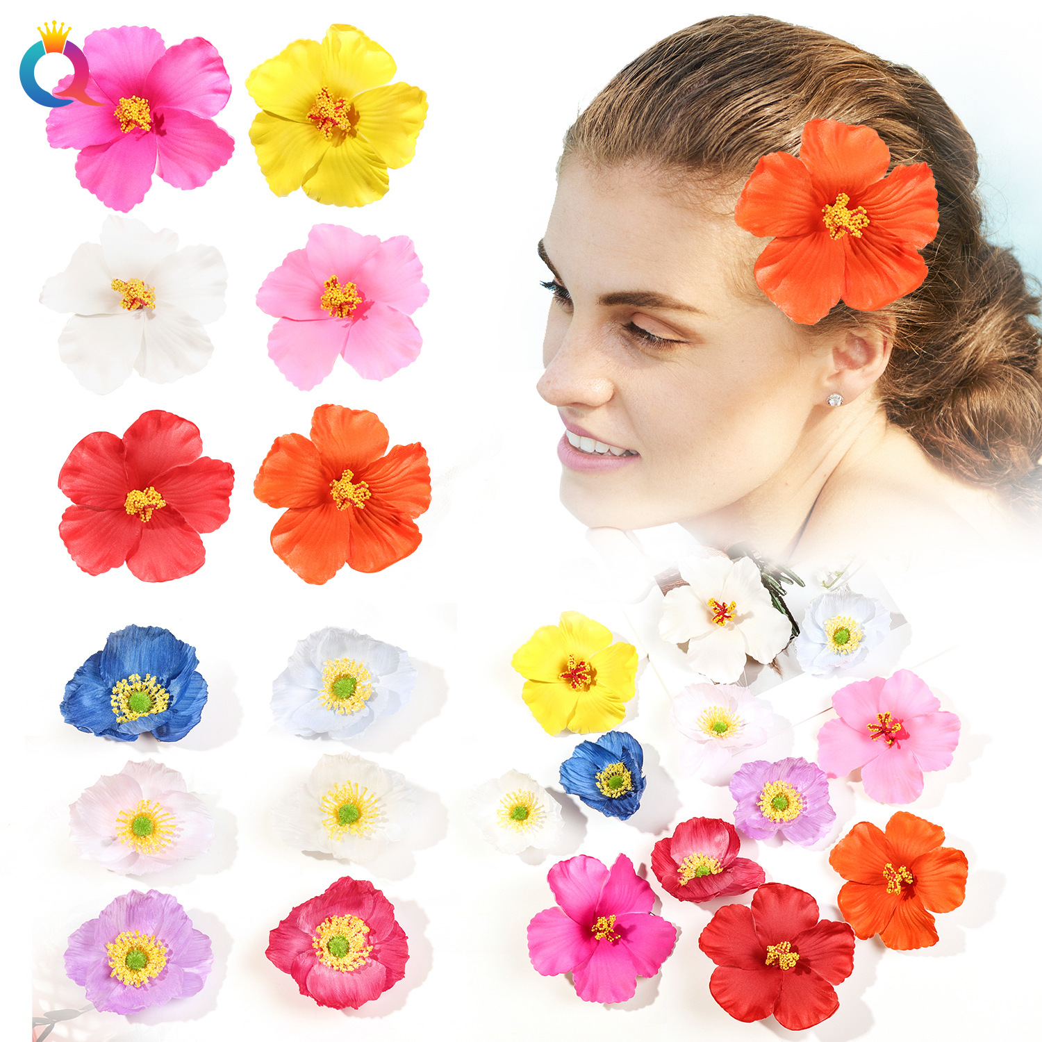 Qiyue Cross-border Amazon realistic flower hairpins, Bohemian bridal hairpins, headwear and hair accessories wholesale full figure