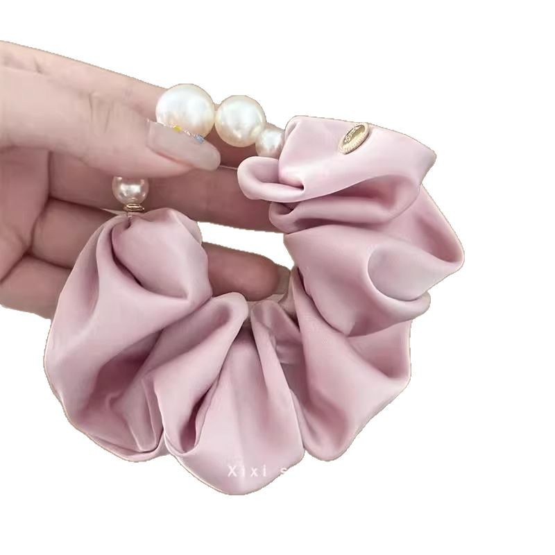 Korean version gentle and elegant pearl hair band, girl's low ponytail hair tie, high-end hair tie, rubber band, women's updo hair accessory, headwear Item Picture