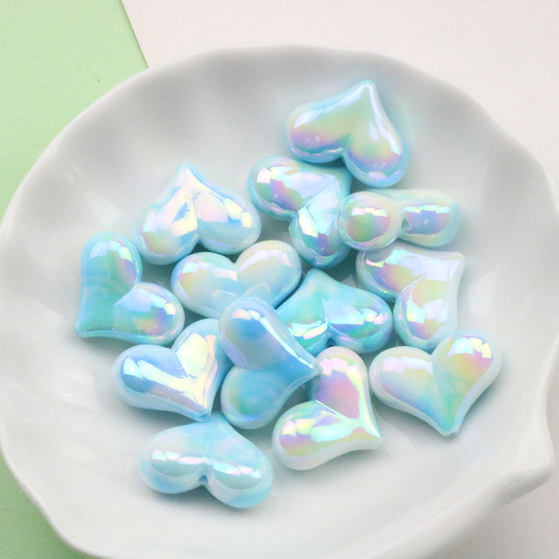 Colorful UV-coated acrylic heart-shaped bead straight hole diy mobile phone chain loose bead hand bead accessory Specification drawing