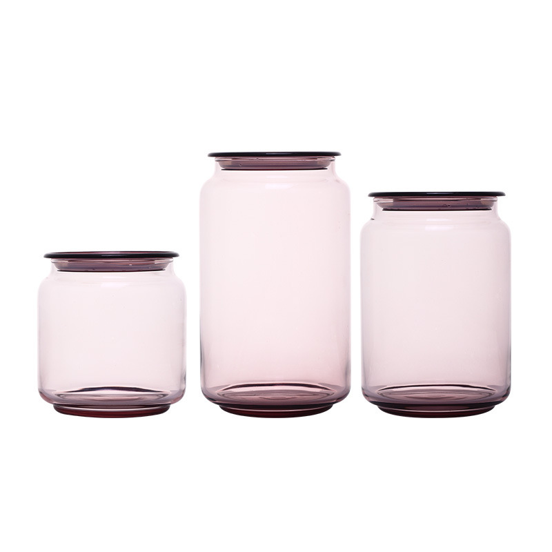 Wholesale of transparent colored glass bottles with bows and arrows, milk powder cans, food sealed cans, tea and grain storage cans, and dried fruit cans Item Picture