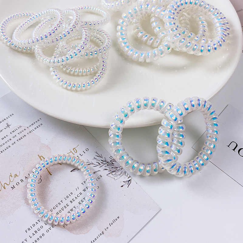Telephone line hair band, laser mermaid hair tie, Korean-style high-end phone band, high-elasticity women's rubber band DIY hair accessory full figure