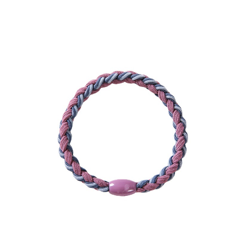 Qiyue Two-color braided hair band, Korean version high-elasticity hair tie, thick leather band braided hair tie A103 Item Picture