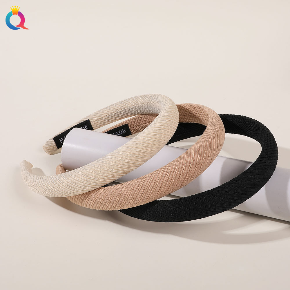 Qiyue Cross-border Autumn and Winter Knitted twill Face Wash Hair Band High Head Top ins Korean Style Fabric headband Hair Accessories wholesale Specification drawing