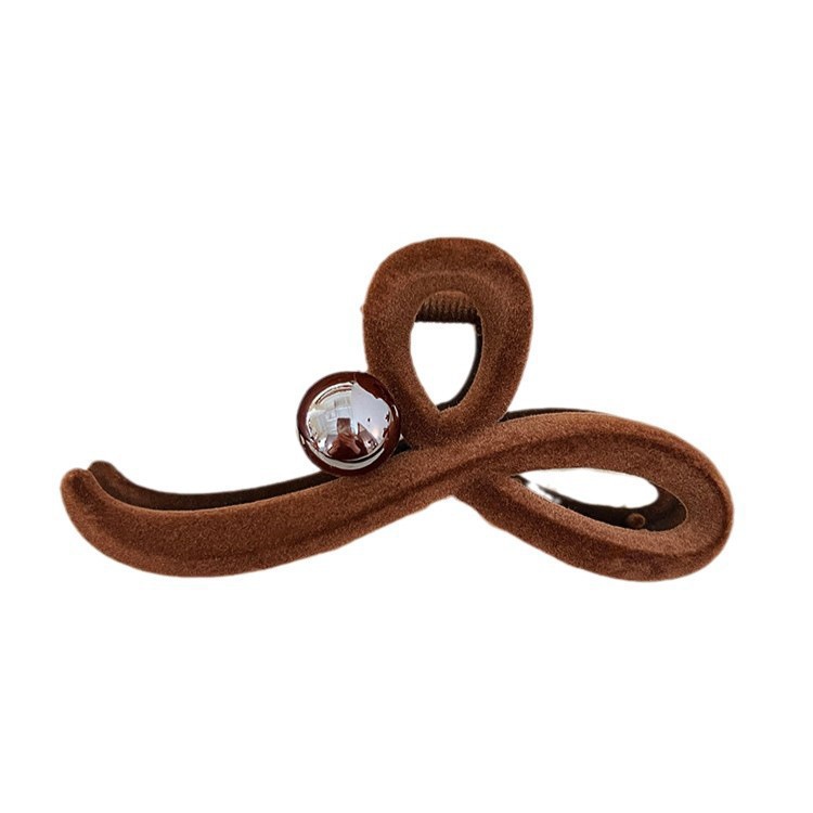 2025 New velvet bead gripper, large hairpin, women's high-end look, shark clip on the back of the head, hair clip headwear Item Picture