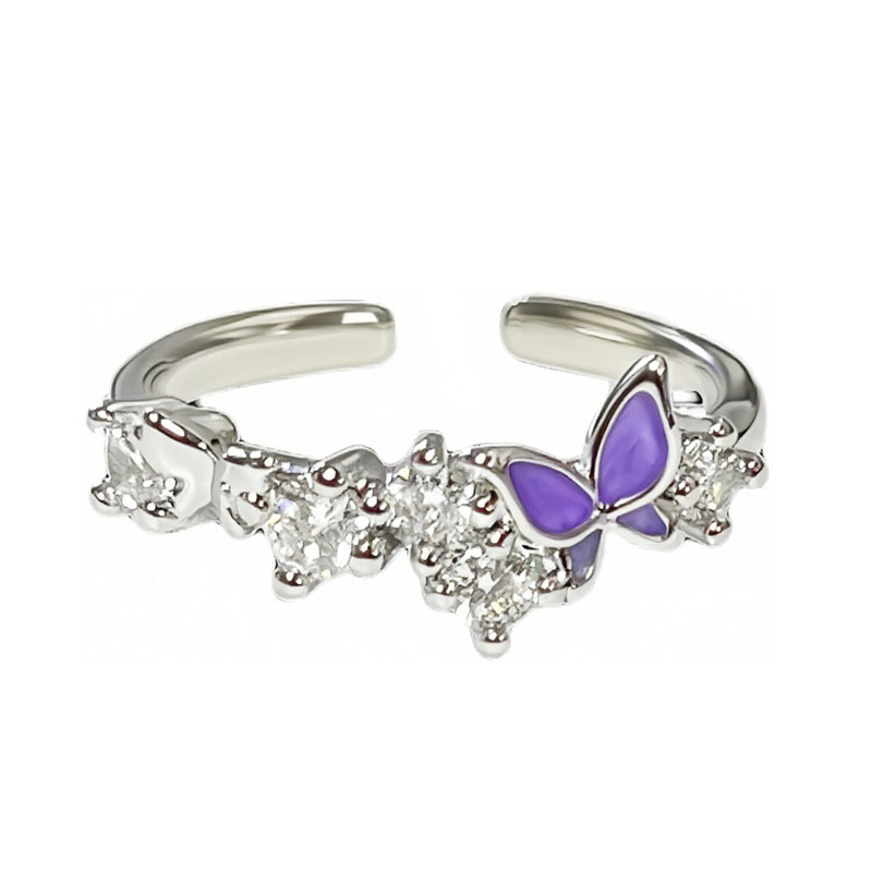 A sweet and cool Hong Kong-style micro-inlaid butterfly personalized open ring, a live-streaming bestseller by a super fairy, is a niche and light luxury index ring Item Picture