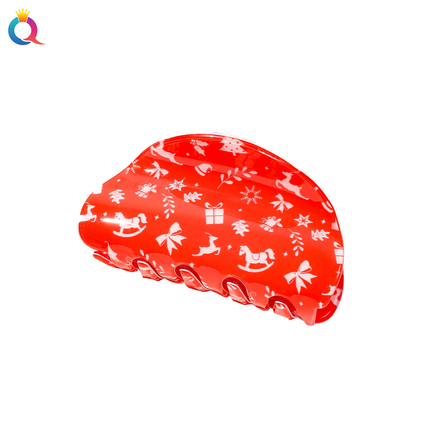 Qiyue Christmas semi-circular hair clips, European and American updo, PVC claw clips, shark clips, high-end festival hair accessories for women wholesale Item Picture