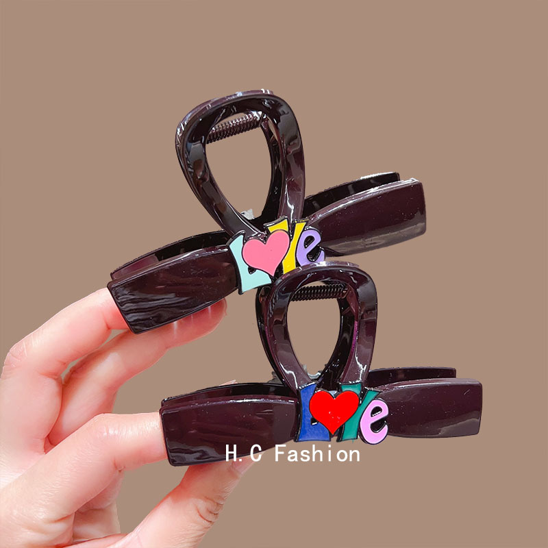 Dopamine ~ Colorful letter grabbler women's high-end new hairpin Shark clip Large back head accessory Hair accessory details Picture