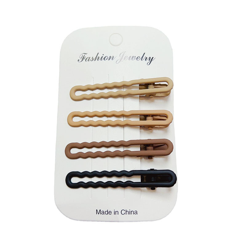 4 sets of simple gradient coffee-colored seamless hair clips, duckbill clips, bangs side clips, and back hairpins for women Item Picture