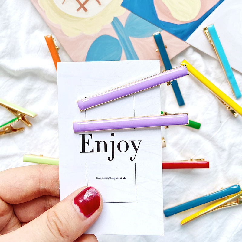Dopamine oil hair clip, Korean candy-colored student girl one-piece clip, broken hair clip, simple and versatile hair clip clip Specification drawing
