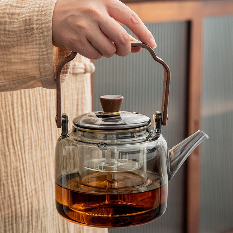 High borosilicate glass handle teapot, electric ceramic stove, heating glass teapot, household large glass steaming and boiling teapot, brewing teapot Application Scenario