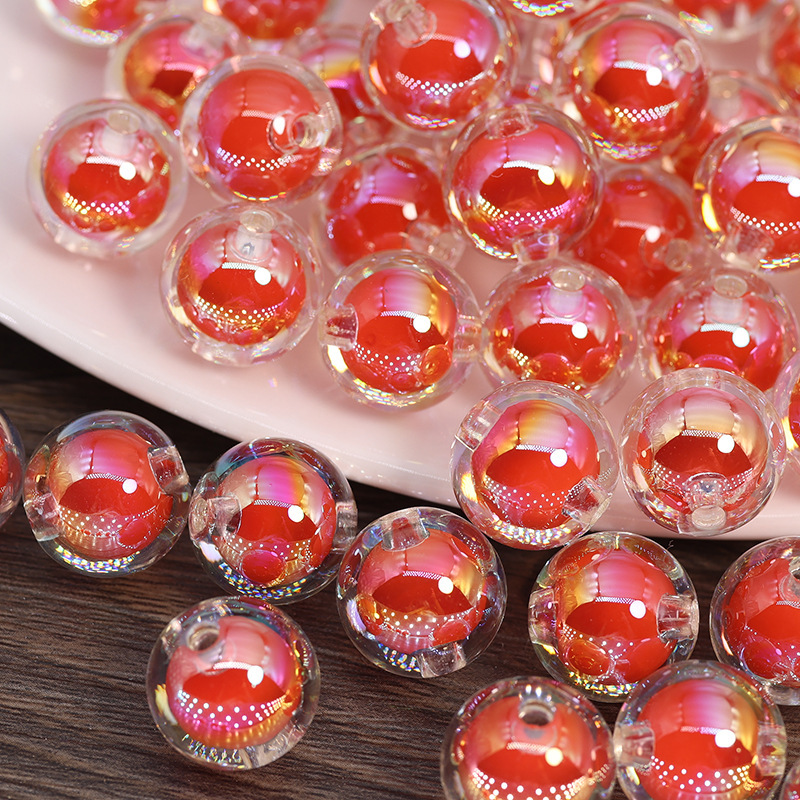 Uv-coated color beads, 16mm acrylic beads, straight hole loose beads, beads, handcrafted diy mobile phone chain pendant material details Picture