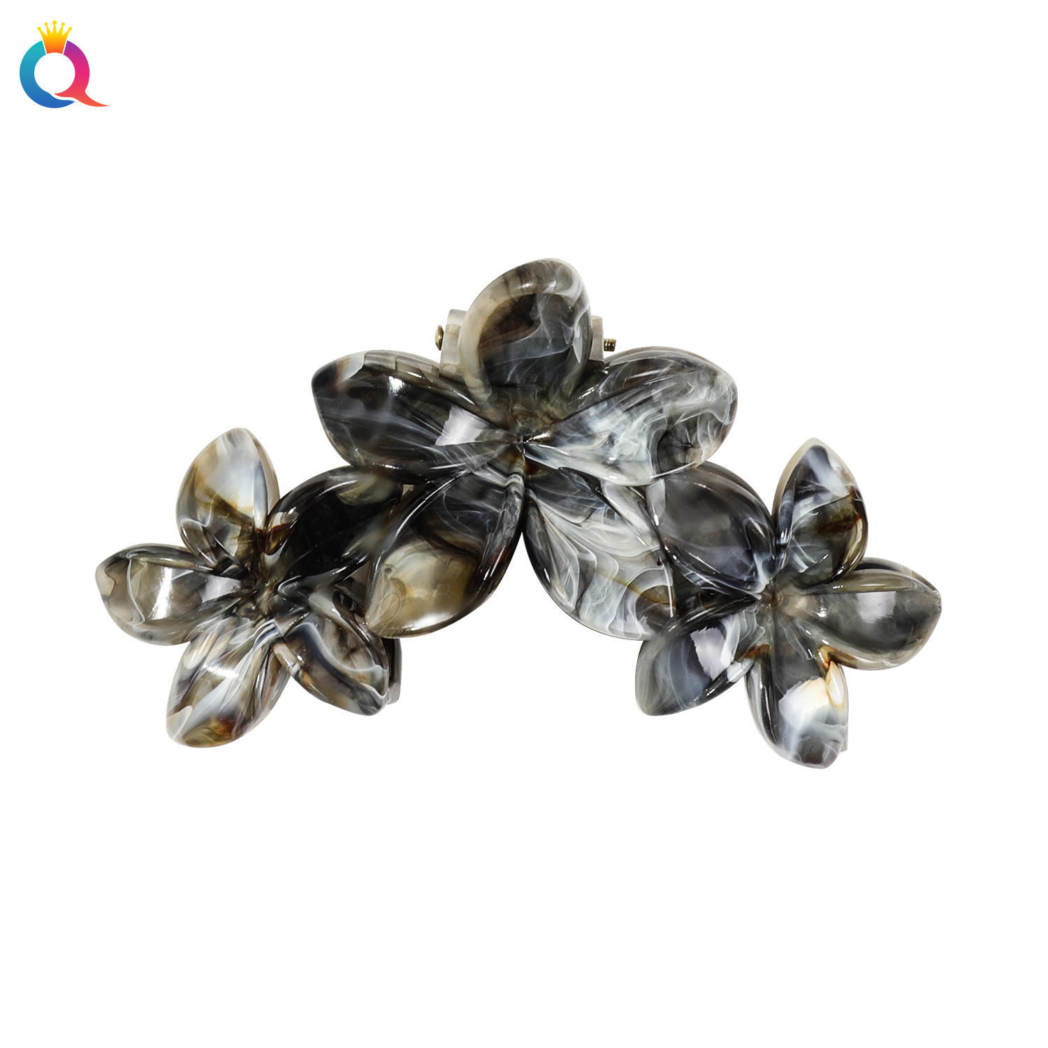 Wholesale of Qiyue Cross-border marble frellia hair clips with a high-end feel, Bauhinia flower hair curls, grab clips and shark clips for women Item Picture