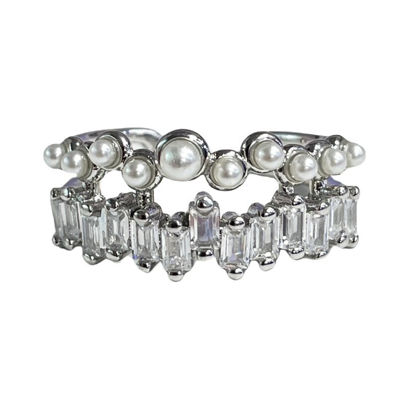 New pearl ring for women, French light luxury and high-end style, bow, sweet and cool, index finger ring, niche design ring Item Picture