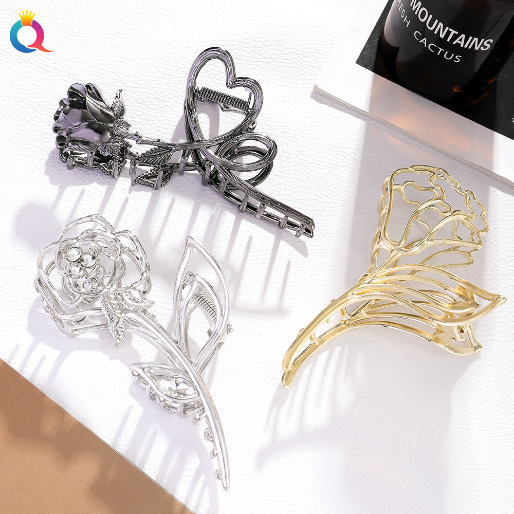 Qiyue Metal rose hair clips, hair curls, hair grabbers, high-end hairpins, shark hair clips, hair grabbers, hair accessories wholesale full figure