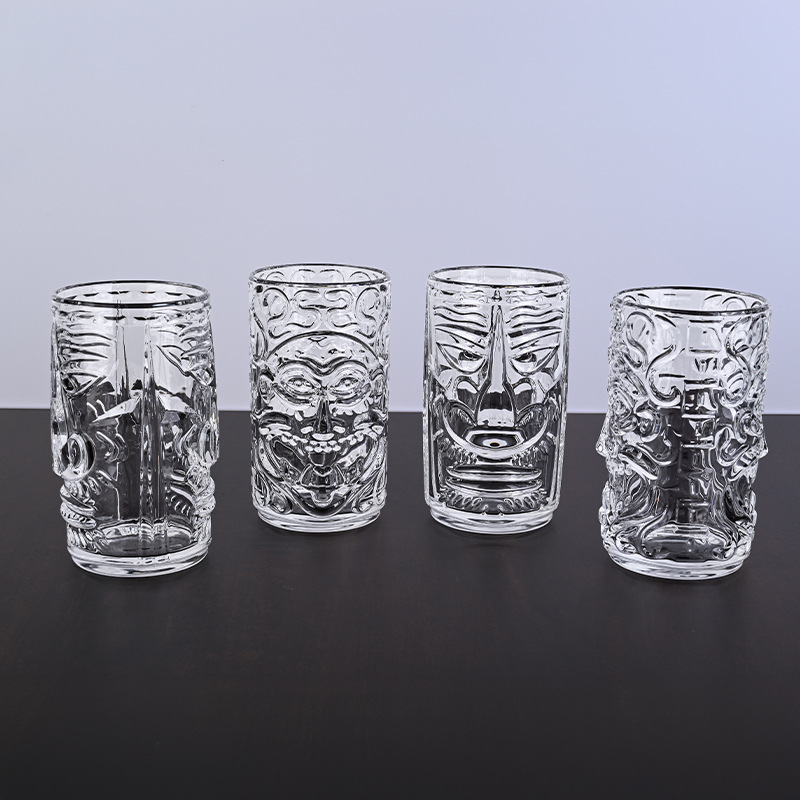 Tiki glass, Ghost Face cup, Hawaiian party Halloween Zombie totem face cocktail cup, new cocktail glass Specification drawing