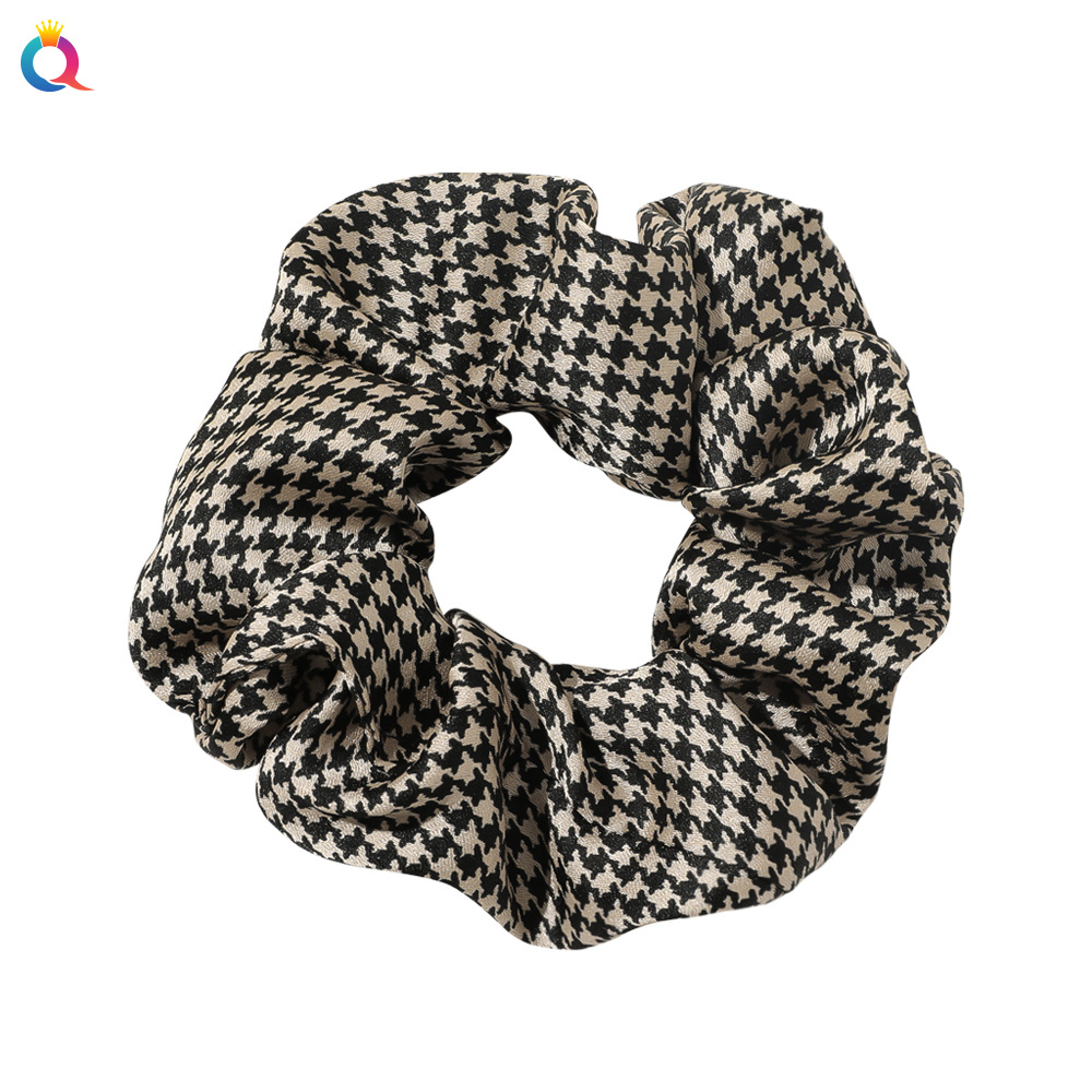 Qiyue Cross-border's new leopard print large intestine hair band silk satin fashion thousand bird pattern large intestine hair band satin hair band hair accessory Item Picture