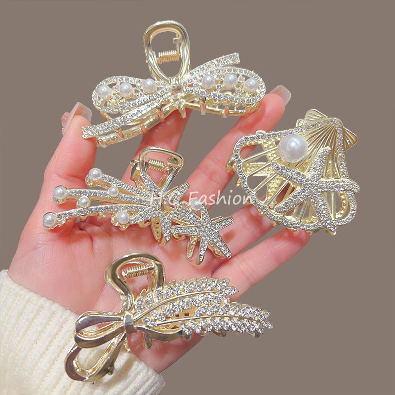 New medium-sized bow wheat ear hair gripper, simple and versatile, with a high-end semi-tied shark clip accessory Specification drawing