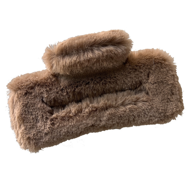 Simple and elegant! Square fur gripper! Dopamine hairpin, plush hair clip, shark clip, ins style hair accessory Item Picture