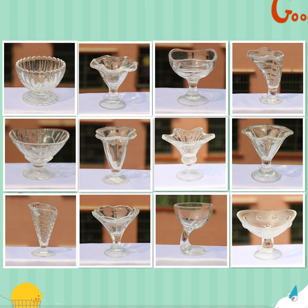 Glass ice cream cup, transparent and fashionable ice cream cup, dessert cup, shaved ice cup, round and creative full figure