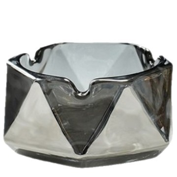 Ins-style simple and light luxury diamond-shaped glass ashtray, fashionable home and office high-end geometric hexagonal ashtray Item Picture