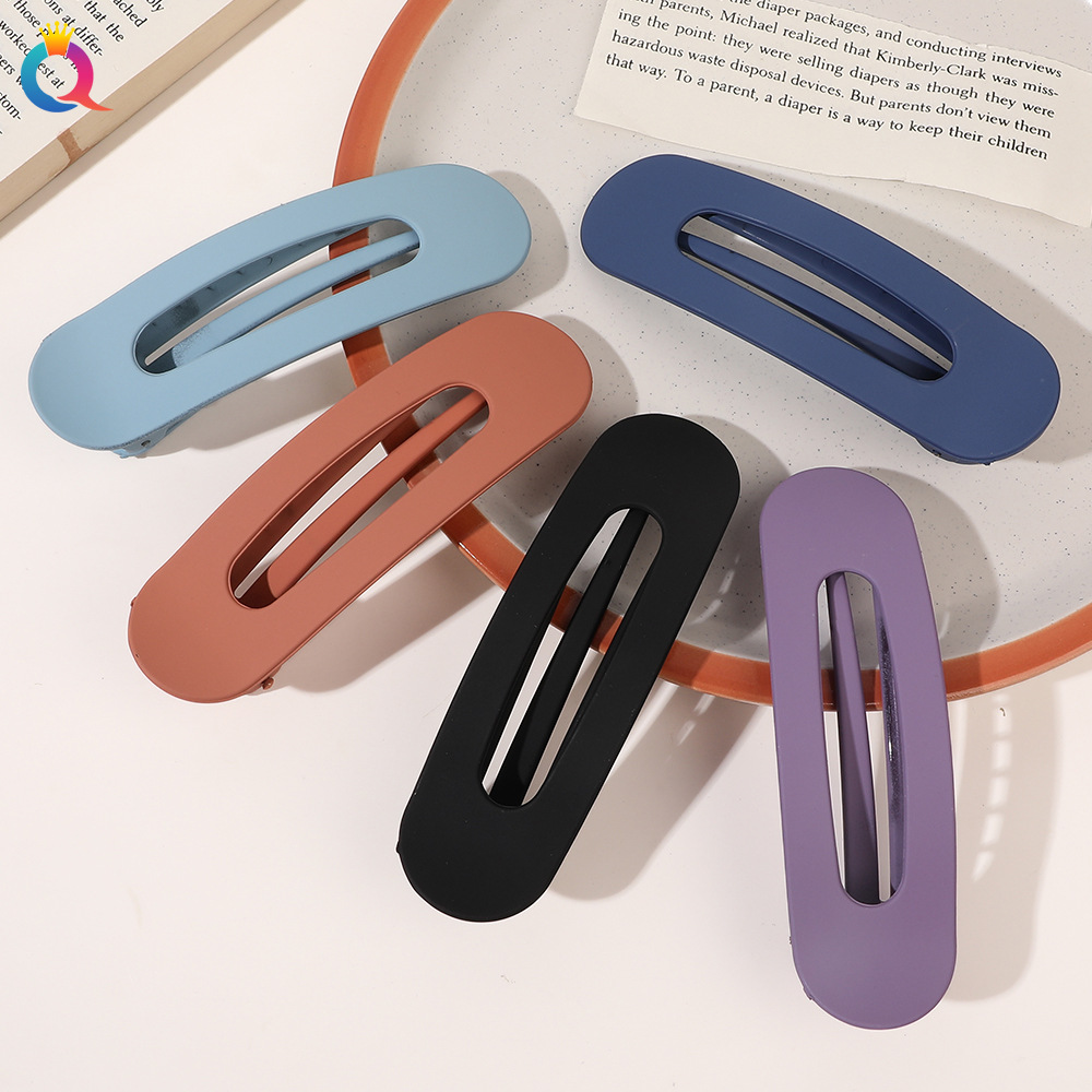 Qiyue matte colored side clips, large hair clips, face wash one-line clips, side clips, simple bangs, hair clips, duckbill clips, headwear details Picture