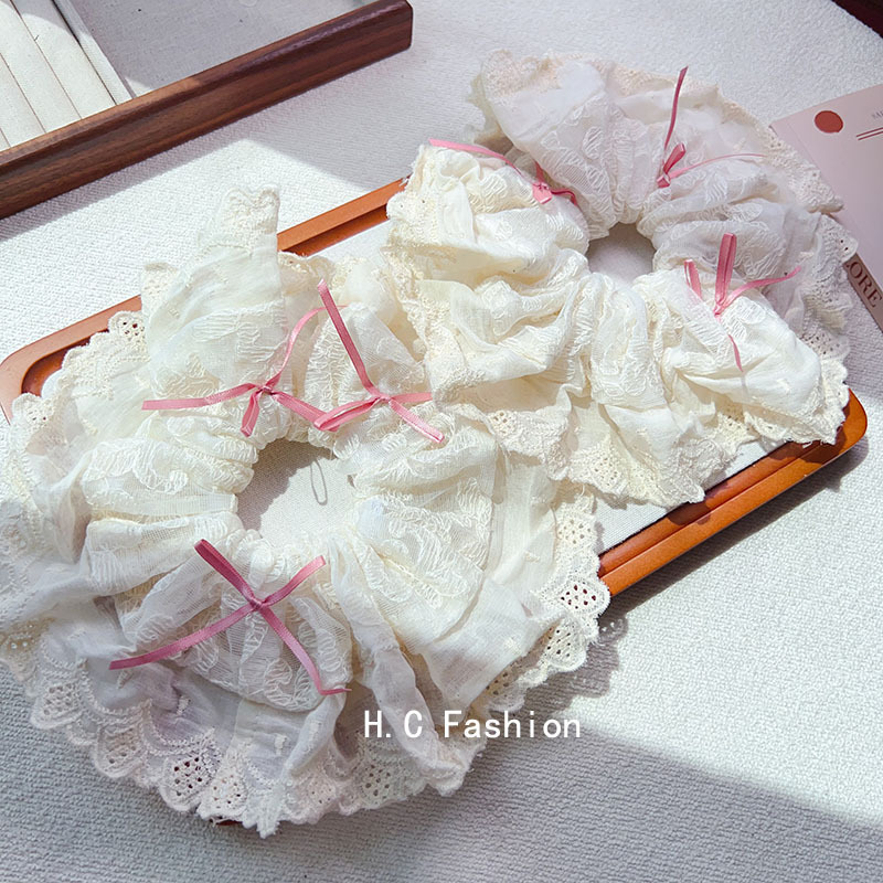 The 2025 new style of super fairy bow, sweet large intestine hair band, ballet style, gentle lace hair tie and hair accessory Specification drawing