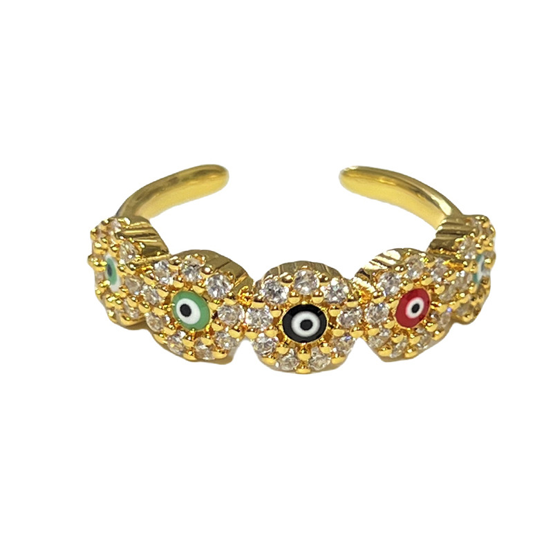 A light luxury retro golden snake-shaped exquisite open ring with a touch of glaze for women's eyes, a fashionable and elegant niche ring Item Picture