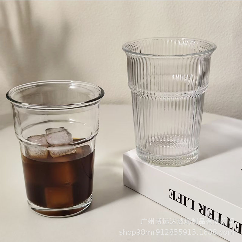 Reverse transparent glass cup, high school girls' appearance level water cup, large capacity summer cold drink cup, iced Americano latte coffee cup details Picture