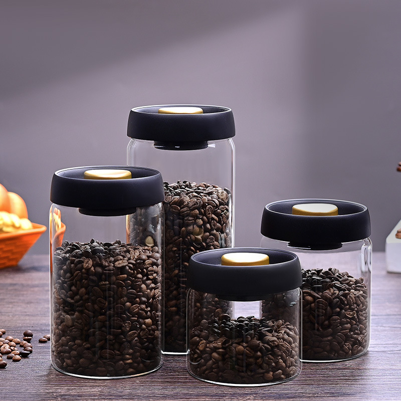 High borosilicate glass sealed jar, press-type vacuum lid, kitchen grain food storage jar, coffee bean storage jar Specification drawing