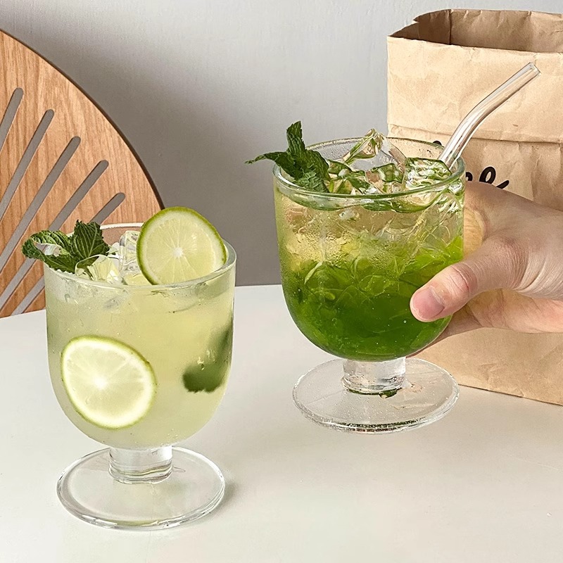 Simple cold drink cups, chubby short-legged cups, glass cups, niche ins-style retro cocktail cups, juice cups, coffee cups details Picture