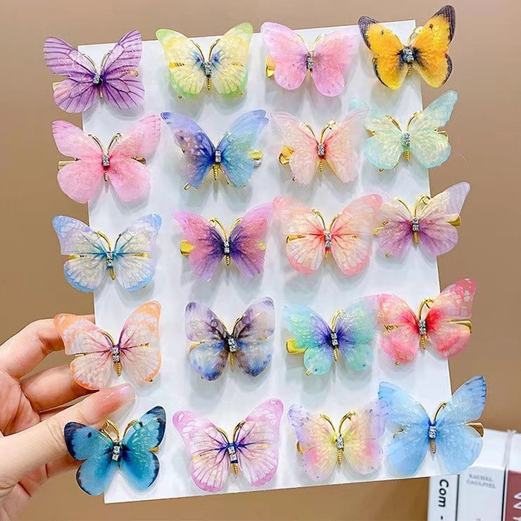 Super fairy-like three-dimensional butterfly hair clips, children's Hanfu clothing, ancient-style hair accessories, girls' side clips, hair clips, Children's Day hair clips full figure