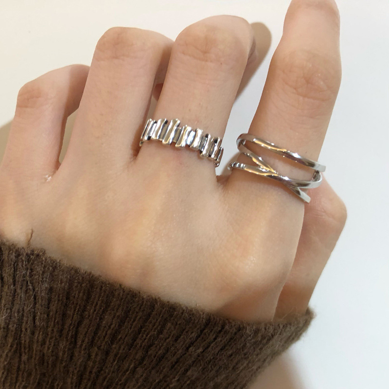 Retro aged multi-layer plain ring open ring for women, simple, fashionable, individualistic and cold style Korean ins style ring Specification drawing