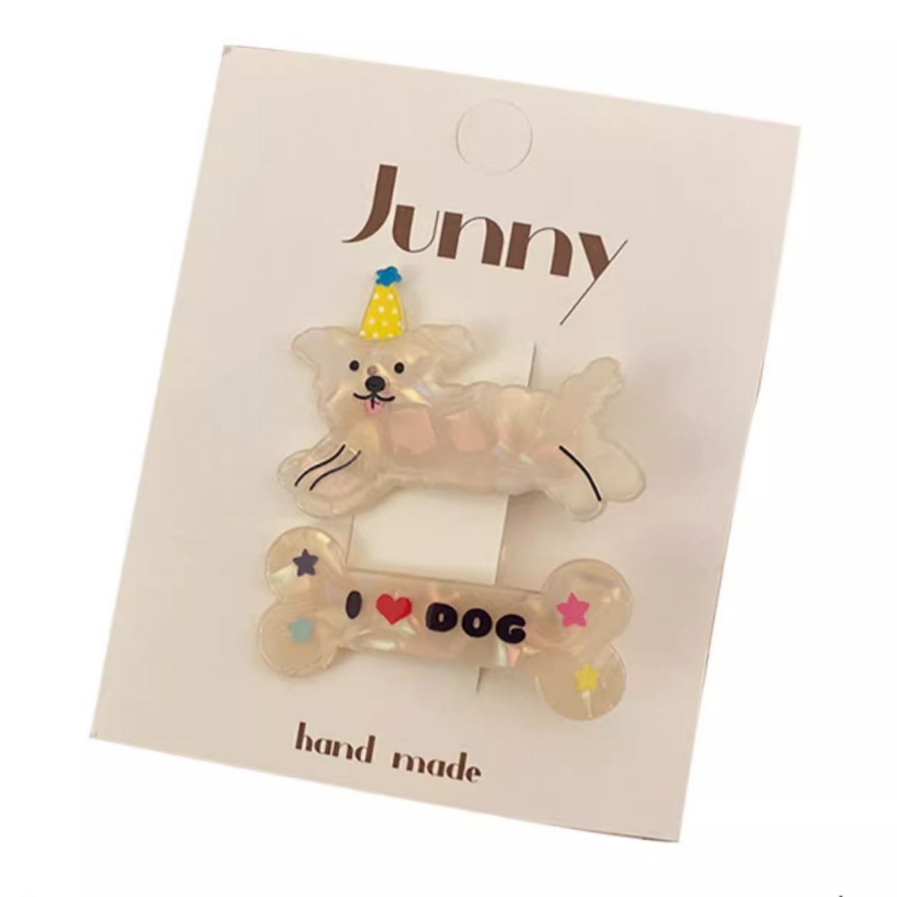 2 cartoon dog hair clips, cute animal rabbit and bear hair clips, ins high-end side clip hair accessories Item Picture