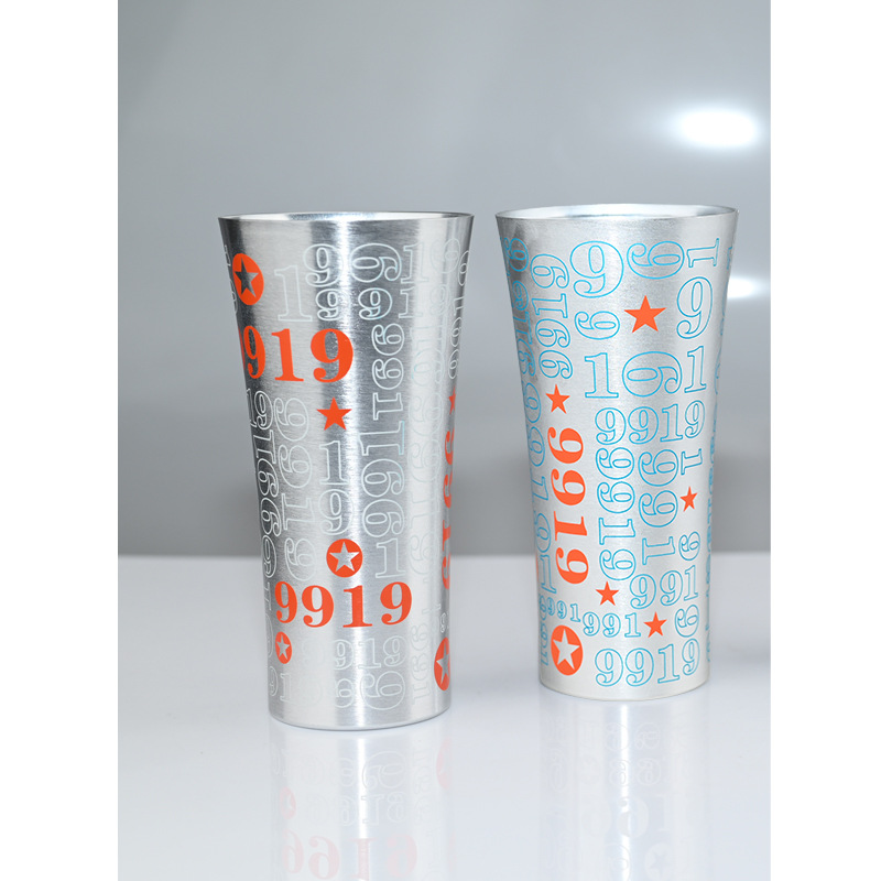 Cold-tempered aluminum beer mugs, metal cups, internet-famous color-changing aluminum cups, outdoor camping, family parties, gatherings, cold drink cups details Picture