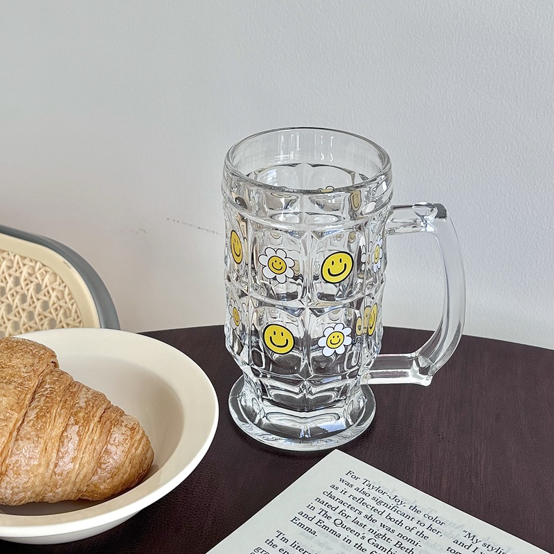 Wholesale of custom-made large-capacity glass cups, beer mugs, cold drink cups, household water cups and glass cups full figure