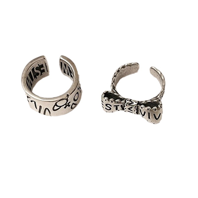 Dark style aged Saturn letter open ring for women, fashionable and individual, medieval punk ring for women, niche and high-end Item Picture