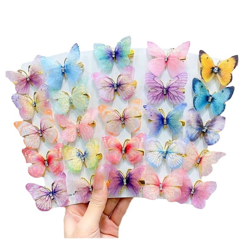Super fairy-like three-dimensional butterfly hair clips, children's Hanfu clothing, ancient-style hair accessories, girls' side clips, hair clips, Children's Day hair clips Item Picture
