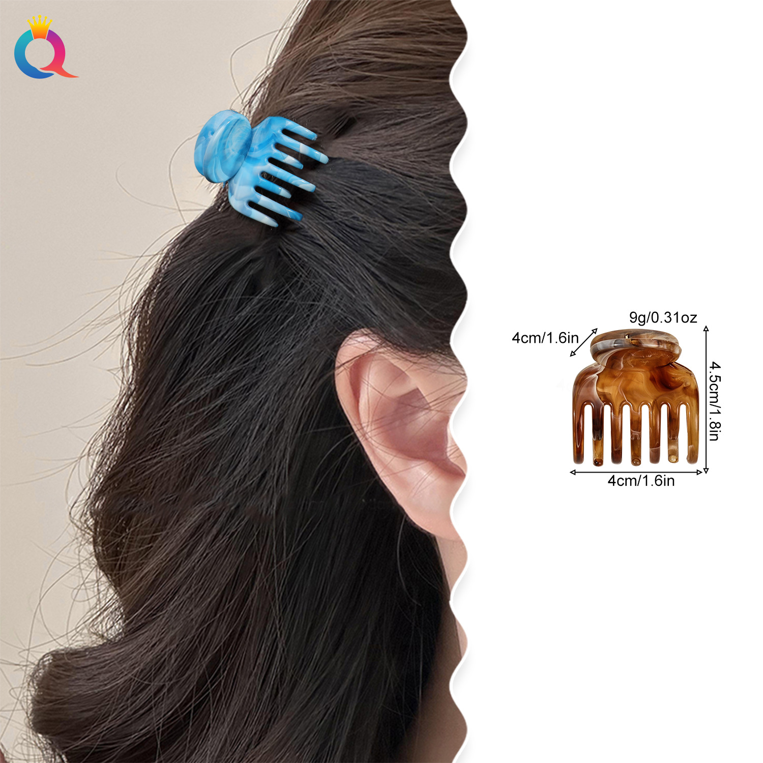 Qiyue Korean-style small grab clips, side clips, bangs clips, high-end feel, semi-tied hair at the back of the head, high ponytail pumpkin hair clips for women details Picture